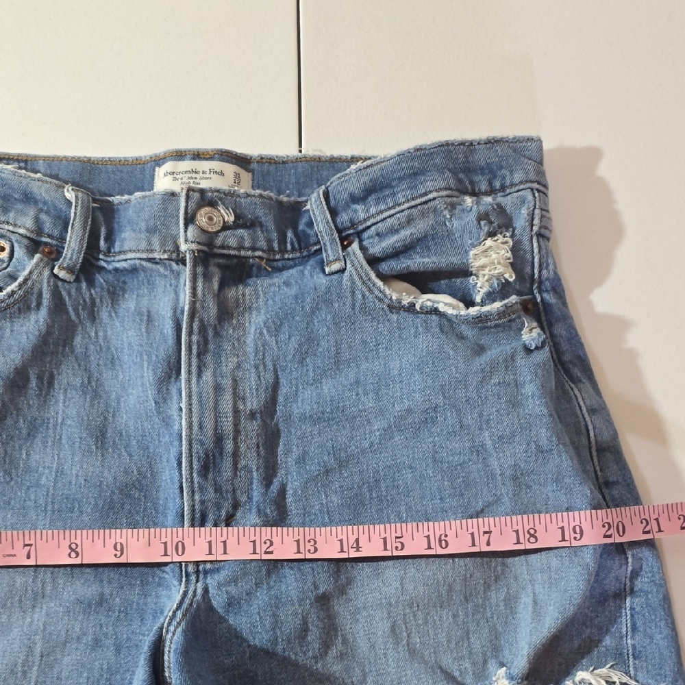 Abercronbie & Fitch Distressed High Rise Denim Mom Shorts - Picture 7 of 9